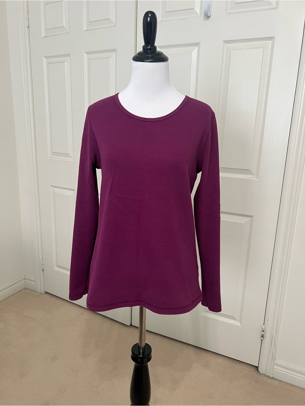 Women's Long Sleeve Crewneck Top - Plum - Picture 1 of 4